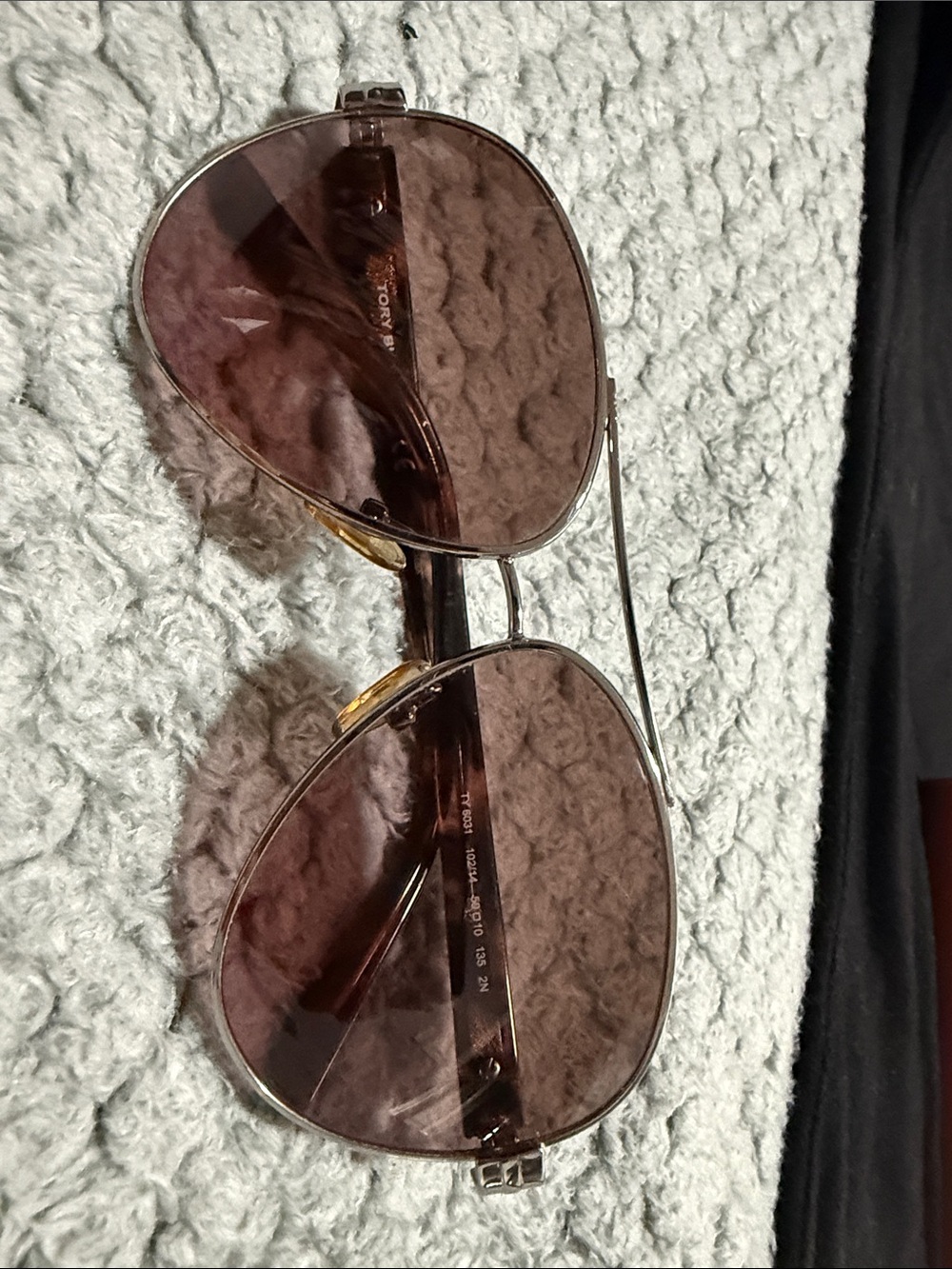 Tory Burch Gold-Tone Aviator Sunglasses with Orange Logo Case - Picture 6 of 8